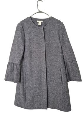 H&M Coat Womens size 8 Gray Zip Front Bell Sleeve Lined Light Fall Autumn
